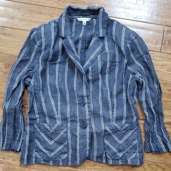 CAbi Jackets & Blazers - CAbi Linen Women's Striped Gray Jacket
